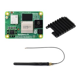 CM5 Waveshare Pi Compute Module 5 CM5104032 (with WiFi Module, 4GB RAM, 32GB Flash eMMC), Raspberry Pi Computing Module Core Board, Also Comes with an Antenna and a Heatsink (3 Items)