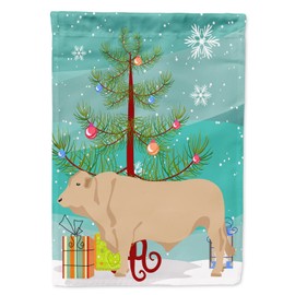 Caroline's Treasures BB9193GF Charolais Cow Christmas Garden Flag, Teal Mailbox Flag Decorative Yard Flag Banner Outside Patio Artwork Yard Flower Beds, Garden Size, Multicolor