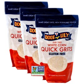 Dixie Lily White Corn Grits - Enriched With Iron, Niacin, Thiamine, Riboflavin - Classic Southern Taste - Certified Non-GMO - 3-Pack, 20oz