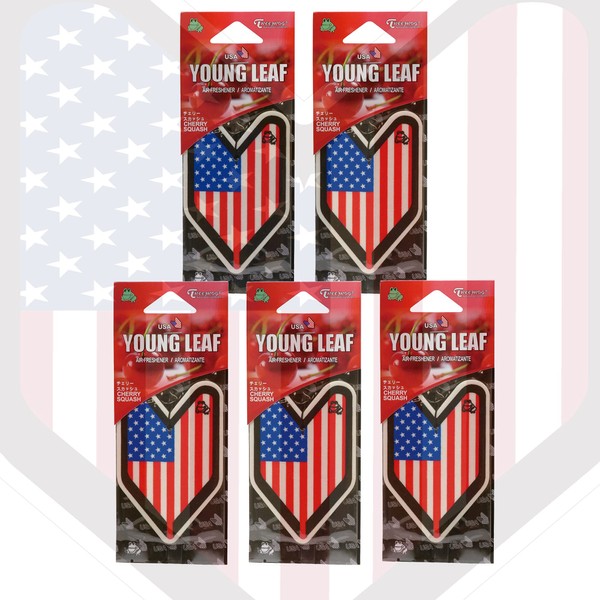 Treefrog Young Leaf Cherry Squash scent 5-Pack, USA Flag, Car