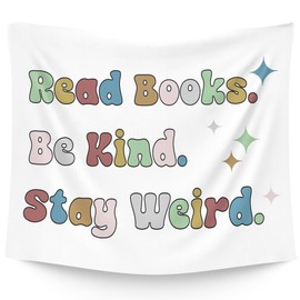 WAITPI Inspirational Reading Classroom Hanging Wall Tapestry, Boho Read Books Be Kind Stay Weird Positive Bookish Wall Hanging Room Decor Tapestries for Kids Room Library Reading Nook Corner 50x60 in