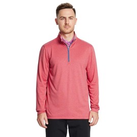 M MAELREG Mens Pullover Quarter Zip Golf Sport Casual Long Sleeve Mens Golf Half Zip Pullover Sweatshirts for Men Red Melange