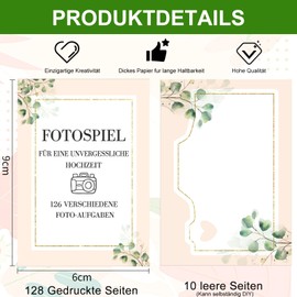 136 Pieces Wedding Photo Tasks, 126 Photo Tasks + 10 Blank Photo Cards, Funny Wedding Game Cards, Photo Task Photo Game, Wedding Game for Guests and Newlyweds (B)