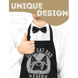 InnoBeta Cat Lover Gifts, Funny Cat Apron with Pockets and Adjustable Neck Strap, Cat Gifts - Best Cat Dad Ever