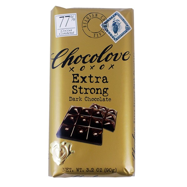 Chocolove Chocolate Bar, 77% Extra Strong Dark, 3.2 Ounce (Pack of 12)
