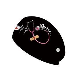 LedBack Black Headband Nurse Caps for Women Wide Headbands with Buttons for Mask Stethoscope Print Nurse Accessories for Work Medical Assistant Supplies Headband for Washing Face
