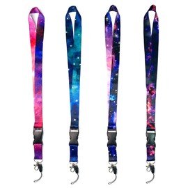 MOODKEY 4PCS Starry Sky Neck Lanyards Colorful Detachable Galaxy Lanyard Badge Neck Straps (color B)
