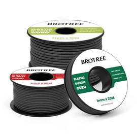 Brotree Rubber Cord Rubber Cord 1 mm x 30 m Elastic Thread Rubber Cord Expander Rope for DIY, Crafts, Jewellery, Bracelets, Necklaces, Tent, Backpack - Black