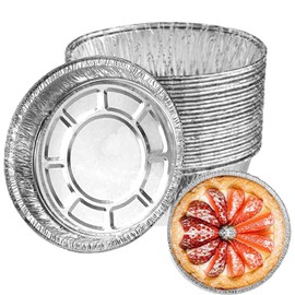 Henan Pack of 30 Round Shapes Aluminium Bowls, Foil Pie Dish Foil, Reusable and Recyclable Baking Tray Made of Aluminium Foil for Small Cakes, Jam Tarts etc