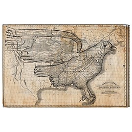 Oliver Gal "The Eagle Map of the US 1833 " Canvas Art, 24" x 16"