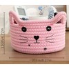 Cat-Shaped Cotton Rope Storage Basket for Pet Toy Organization –
