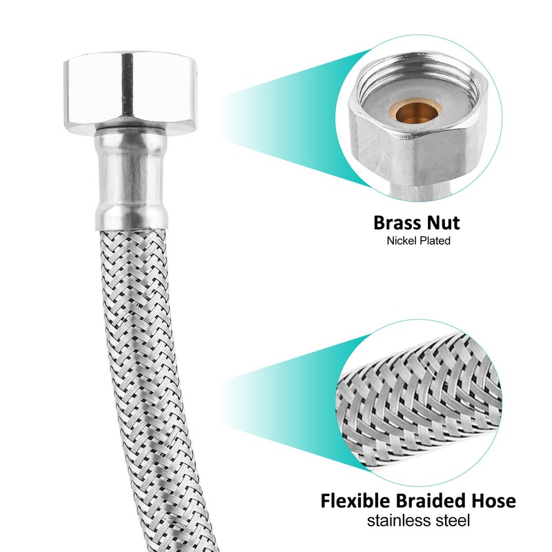 Pack of 2 Kitchen/Basin Monobloc Mixer Tap Connectors Flexible Pipes