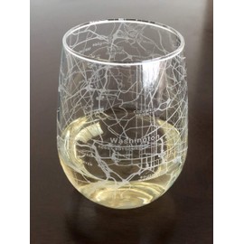 Stemless 17oz Wine Glass Urban City Map Washington DC