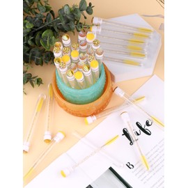 EBANKU - Juego de 80 tubos de cepillos de rímel desechables amarillos, 40 tubos de cepillos de rímel desechables, 40 tubos de varita de rímel vacío de diamante