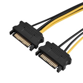 Cable de alimentación de 15 pines SATA a 8 pines PCI-E, cable de adaptador de alimentación SATA a PCI Express, conector de alimentación hembra a macho(20cm Dual SATA Cable)
