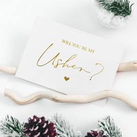 Pink Positive Will You Be My Usher' - Usher Proposal Card - A6 White Card Luxury Gold Foiled The Usher Invitation - Usher Proposal (Usher)