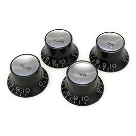 YJB PARTS Reflector Knob (Embossed Letters) mm 4 pcs Made in Japan (Black/Silver Plate)