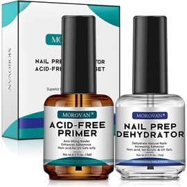 Kit de Imprimación de Uñas con Deshidratador de Preparación Primer de Uñas Natural Profesional, Larga Duración, para Geles Uv de Secado Rápido Al Aire
