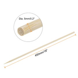 HARFINGTON 200pcs Bamboo Skewers Sticks 18 Inch 5mm Dia Natural Wooden Cocktail Picks for Barbecue Appetizers Grilling Fruit