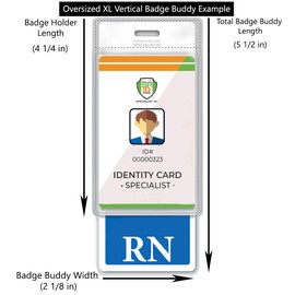 Oversized RN Badge Buddy - Vertical Extra Large Badge Buddies for Registered Nurses - 2 1/8 X 5 1/2 Role Identification Badge Backer Card for Nurses - USA Printed by Specialist ID (Blue)