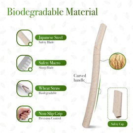 BlessDome Biodegradable Eyebrow Face Razor for Women - Dermaplaning Blades Kit - Face Shaver Tool for Removing Hair and Dead Skin - Easy to Use Peach Fuzz Remover - Eco Friendly (Pack of 4)