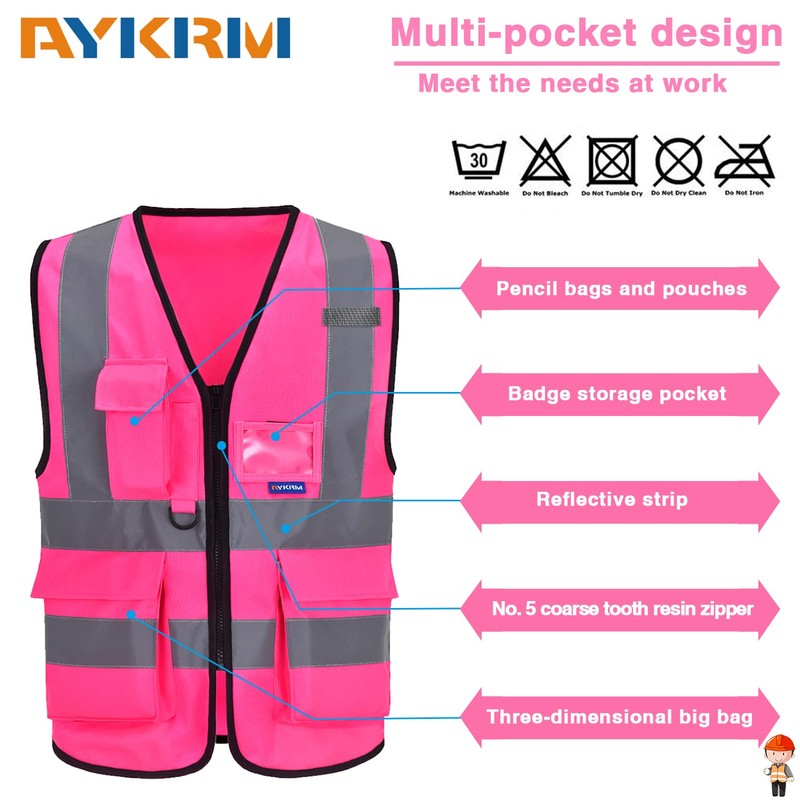Pink high vis jacket high viz Class 2 hi vis