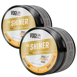 VOGLIA HOMBRE 2 Pack Pomada brillante para peinar Barba, cabello y bigote. Fijación flexible. 100g