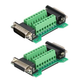 Willwewon 2PCS DB15 Male Female Connector in One Breakout Board, RS232 D-SUB Serial to 15-pin Port Adapter Module