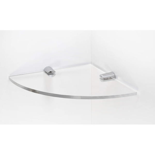 BSM Marketing Wall Mounted Floating Acrylic Corner Shelf with Chrome