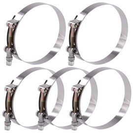 Glarks 5Pcs 108-116mm Stainless Steel T-Bolt Hose Clamps Turbo Intake Soft Hose Intercooler Clamps