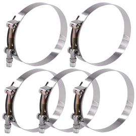 Glarks 5Pcs 108-116mm Stainless Steel T-Bolt Hose Clamps Turbo Intake Soft Hose Intercooler Clamps