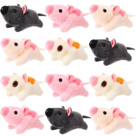 HyDren 24 Pcs 4 Inch Mini Pig Plush Bulk Pig Party Favors Piggy Toys for Kids Piggy Keychain Backpack for Boys Girls Birthday Party Gifts (Lying)