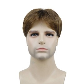 Lydell Short Straight Synthetic Wigs with Bangs for Men Light Brown