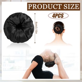 Yuxung 4 Pcs Satin Hair Bun Donut Satin Hair Bun Hair Bun Maker Dark Retain Moisture Easy to Style for Women Ladies Military Ballet and Business (Black)