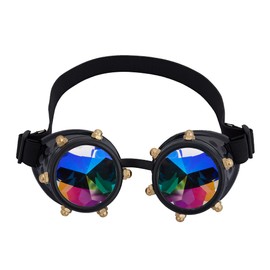 OMGREAT Kaleidoscope Glasses for Raves Steampunk Goggles with Rainbow Prism Diffraction Crystal Lenses