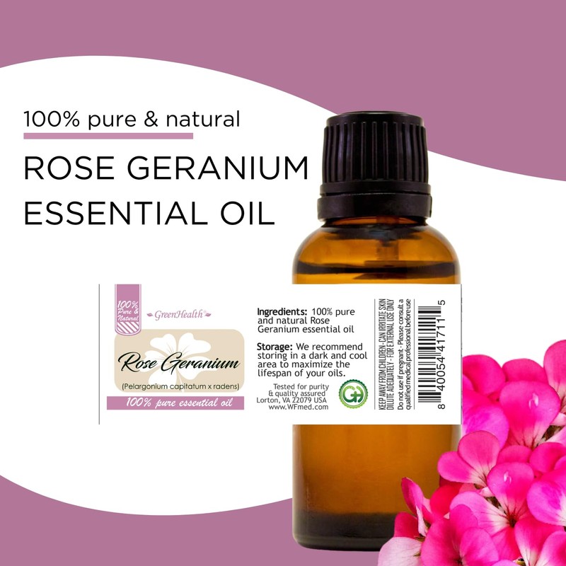 GreenHealth Rose Geranium Essential Oil - 4 fl oz Amber