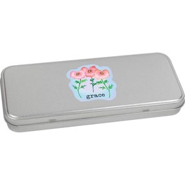 Azeeda 'Graceful Poppies' Metal Hinged Stationery Tin/Storage Box (TT00286969)
