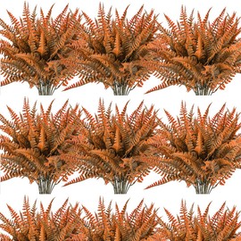 24 Bundles Fall Artificial Boston Fern Plants Bushes Artificial Shrubs Greenery for House Plastic Outdoor UV Garden Resistant Office Garden Indoor Decor