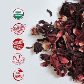 Akshit Dried Hibiscus Flowers, Flor de Jamaica, Dried Flowers. Loose Tea Hibiscus Flower. Perfect for Hibiscus Tea, Smoothies, Natural Colorant.13oz