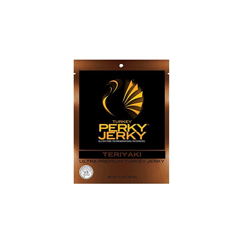 Perky Jerky Tasty Teriyaki Turkey Jerky, 2.2oz bag - Low