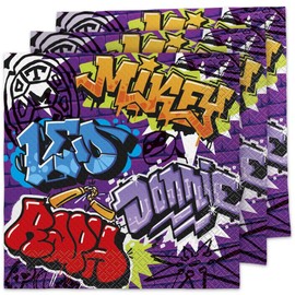 TMNT Mutant Mayhem - Servilletas de papel multicolor para almuerzo (paquete de 16) | Divertidas y perfectas para celebraciones, cumpleaños y fanáticos de la tortuga