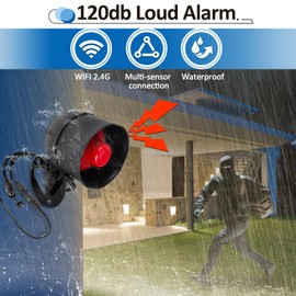 WiFi Security Alarm System Water Detector Kit(2.4 GHz),Water Leak Sensor with 120 dB Loud Speaker Alarm and App Alerts,for Kitchen, Home Basements, Laundry Rooms, 9 Pieces Kit