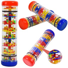 2 Pcs Sensory Fidget Tubes, Rainmaker 8 inches Audible Sensory Toy, Fine Motor Skills and Calm Down Toys for Babies and Toddlers, Speech Therapy and Stress Relief Materials, Falling Beads Fidget Toys