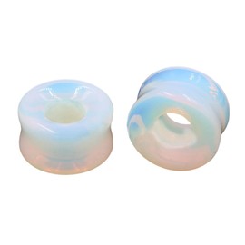 NewZenro Hollow Opalite Moon Stone Natural Stone Ear Plugs Gauges Tunnel Expanders Stretcher Saddle Organic Double Flared Flesh Earrings for Men Women Fashion Piercings Body Jewelry Gift (2g(6mm))