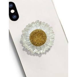 Kasitus Cute Gold Transparent Sunflower Shape Collapsible Expandable Cellphone Stand Multi Functional Mobile Phone Grip & Kicktand