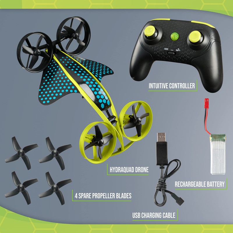 WowWee HydraQuad 3-in-1 Hybrid Air to Water Stunt Drone –