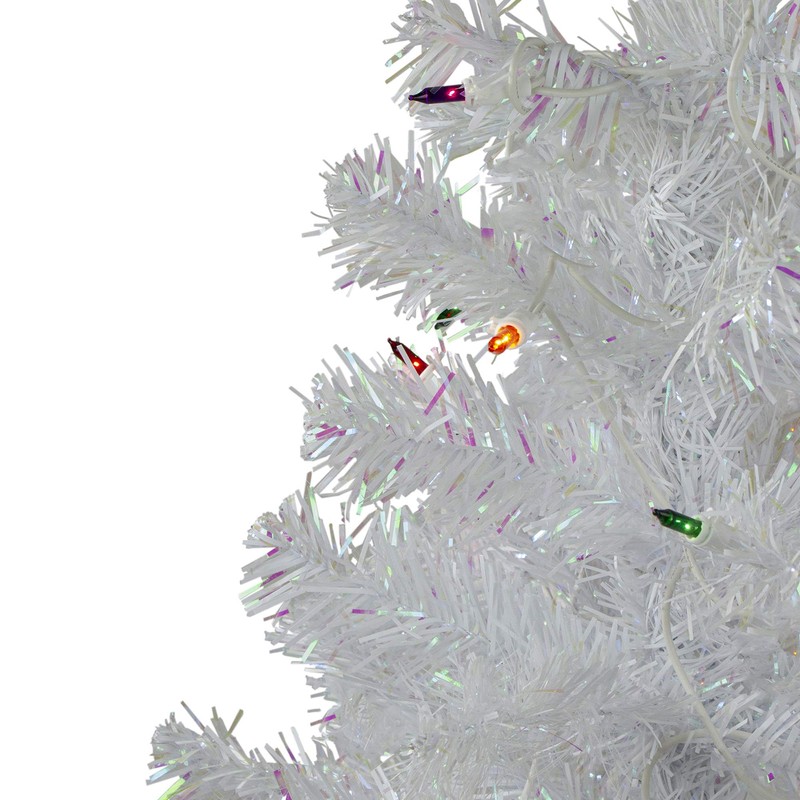 3' Pre-lit White Iridescent Pine Artificial Christmas Tree - Multi