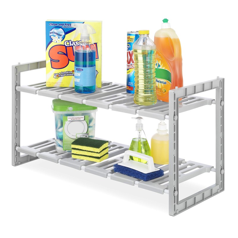 Whitmor 2-Tier Under Sink Shelves, Gray