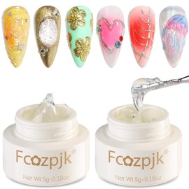 Fcozpjk 3D Chrome Effect Gel, No Wipe Semi-Solid Sculpture Gel for Rubbing Chrome Nail Powder Clear Painting Gels Flower Drawing Rhinestones Glue Home & Salon Manicure UV Light Curing 5g * 2PCS
