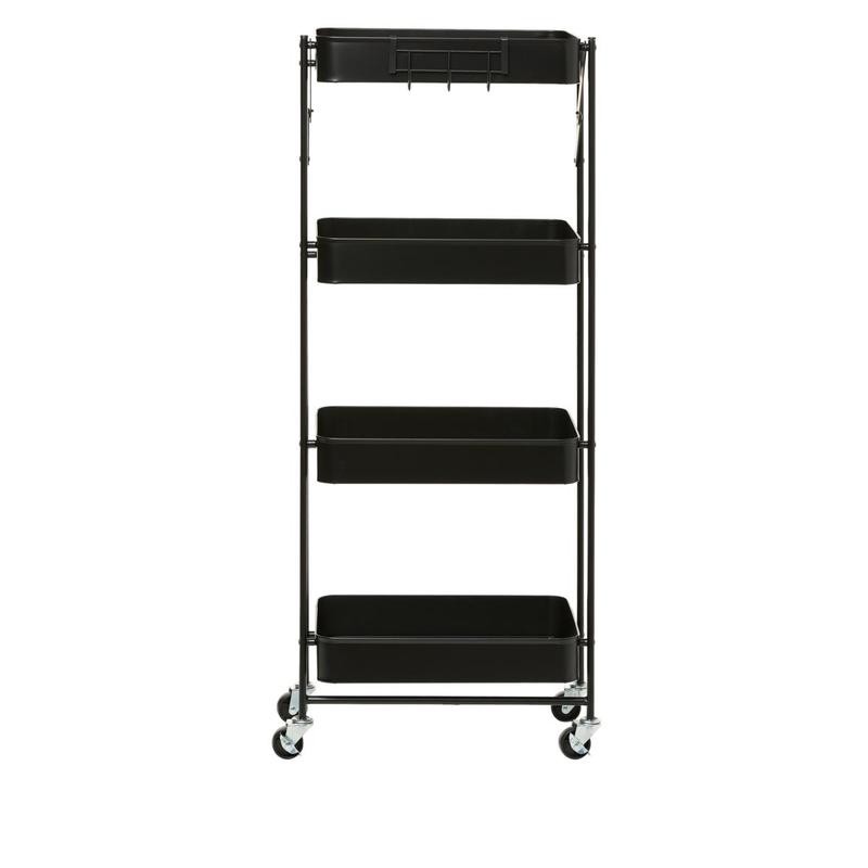 Origami 4 Tier Foldable Powder-Coated Metal Cart with Caster Wheels